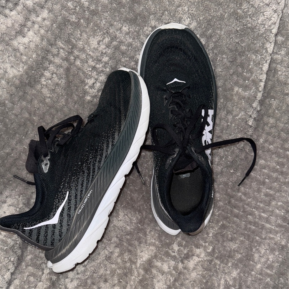Hoka Black and White Athletic Shoes